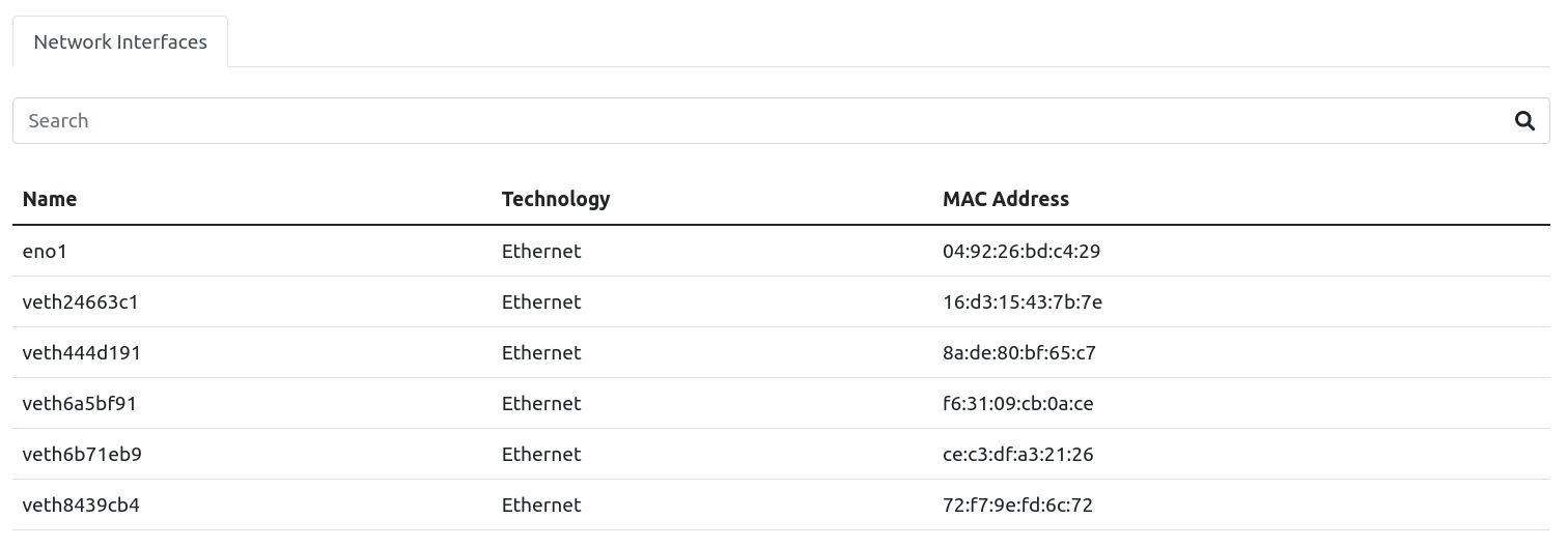 Device Network Interfaces Screenshot