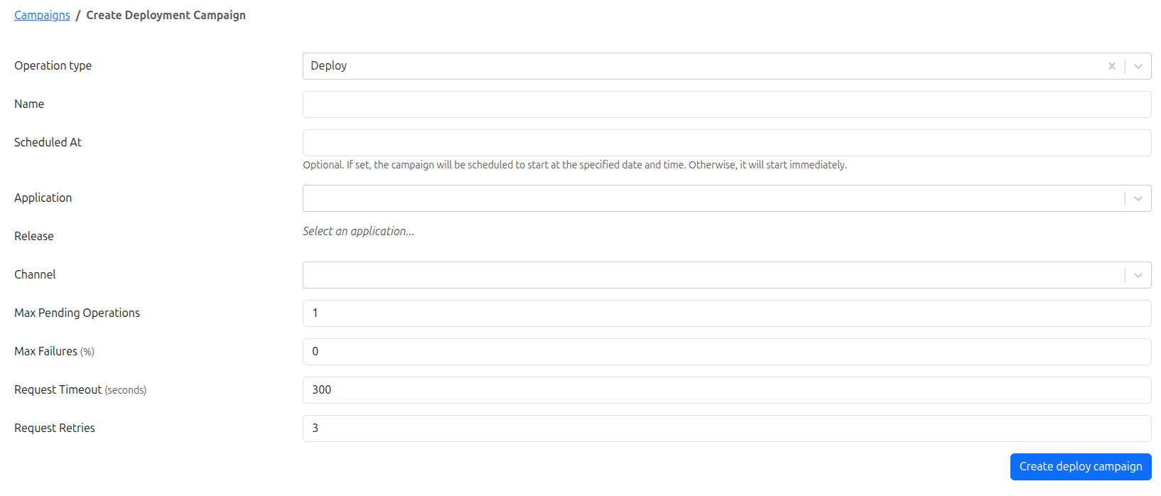 Create Deployment Campaign Screenshot