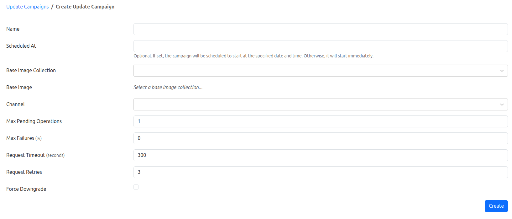 Create Update Campaign Screenshot