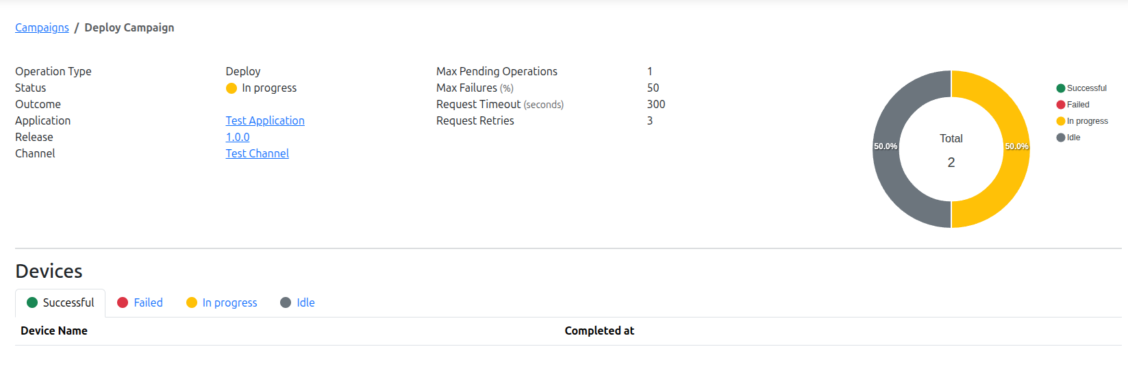 Deployment Campaign Page Screenshot