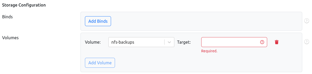 Selecting Volumes During Container Creation