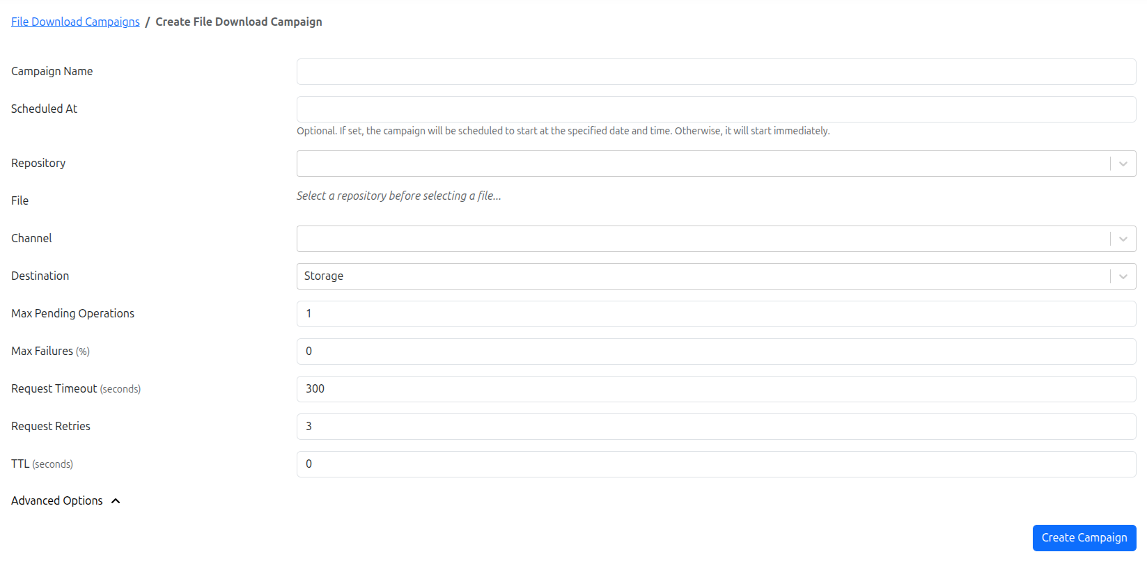 Create File Download Campaign Screenshot
