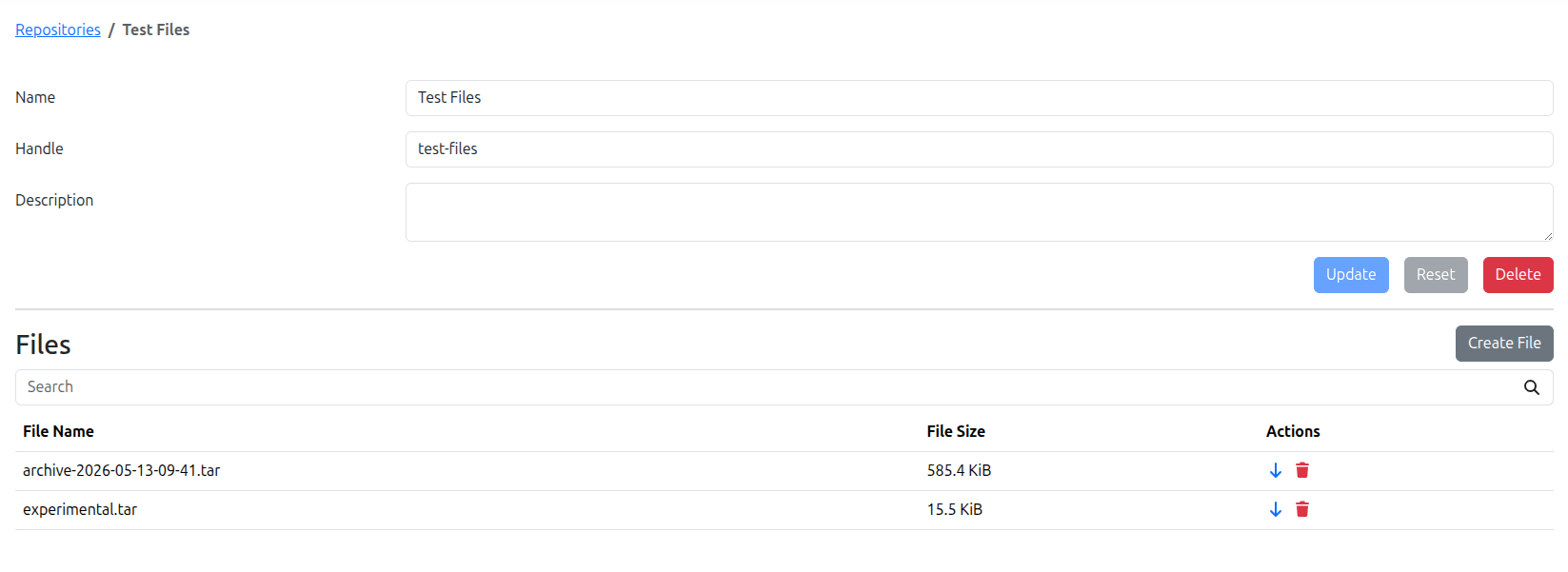 Files List Screenshot