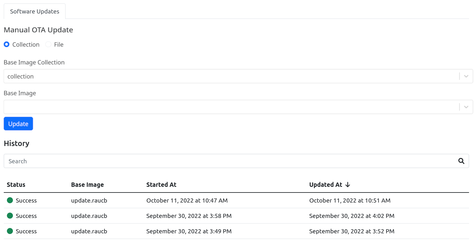 Manual OTA Update from Collection Screenshot
